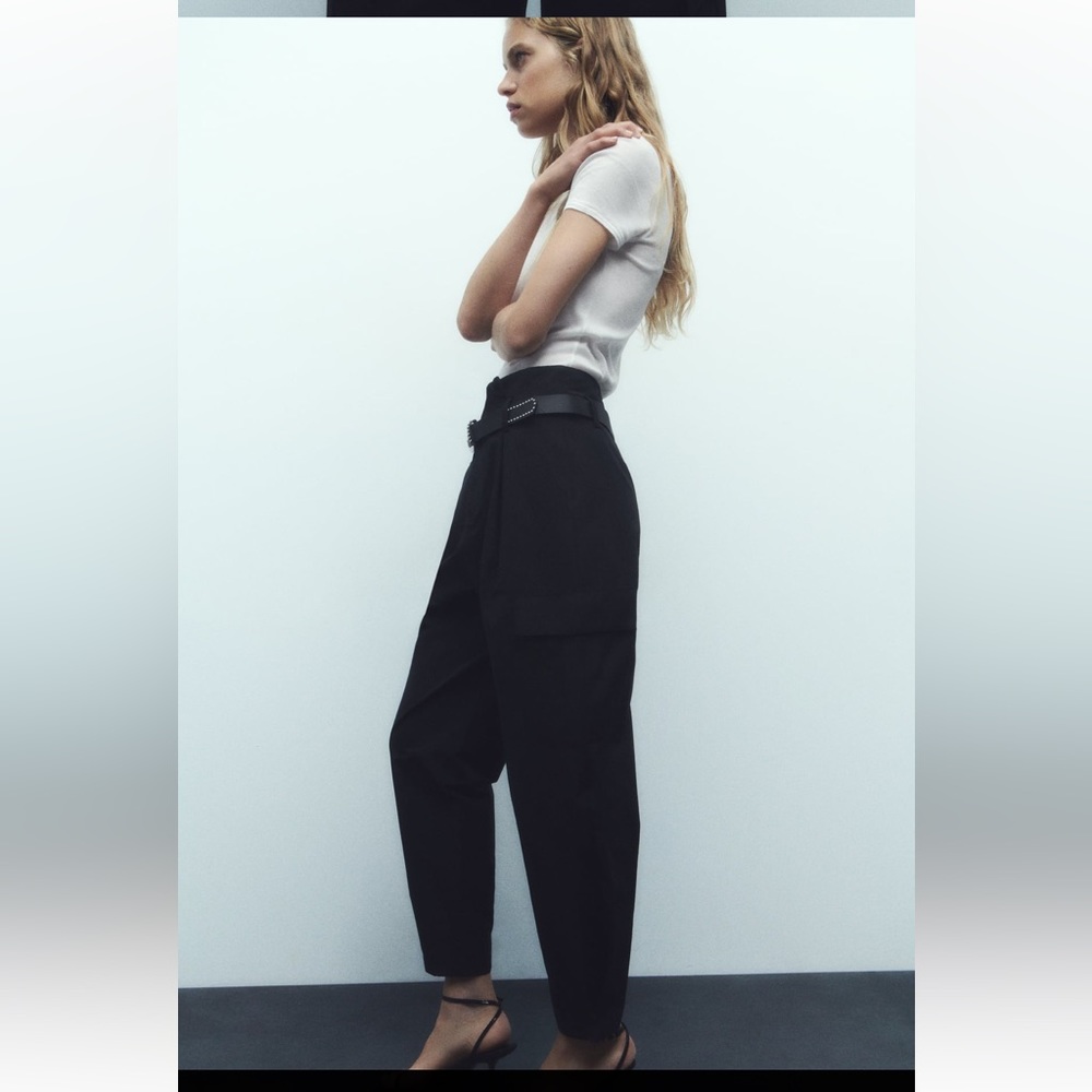 BELTED PAPERBAG PANTS - Picture 2 of 12